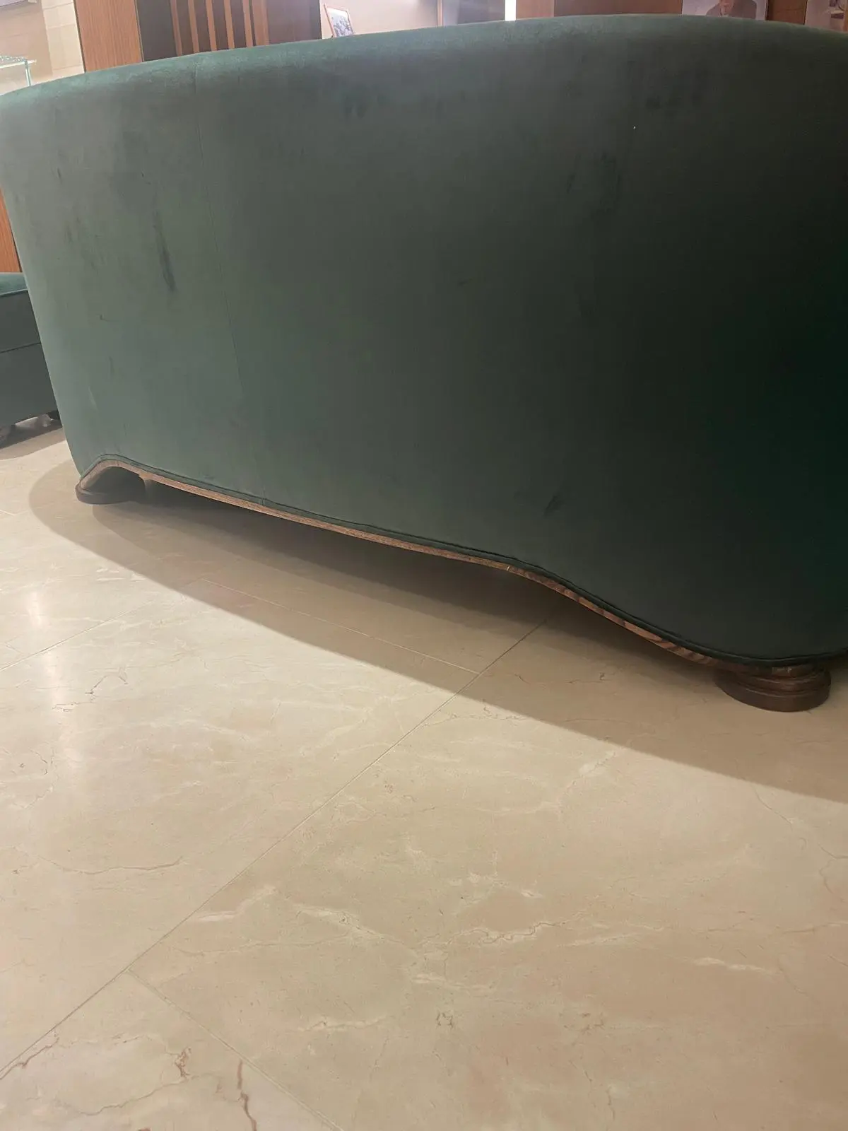 5 x Art Deco Velvet Green 3 seater sofas.