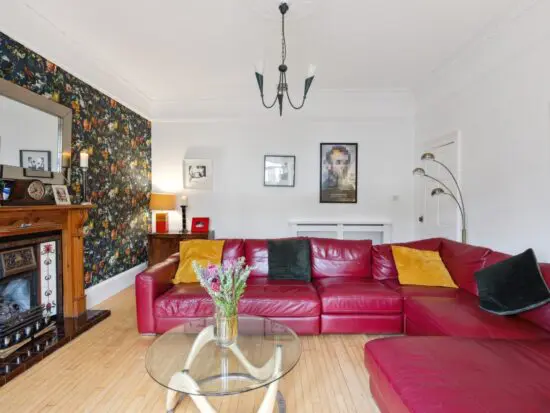 Red Leather Sofology Corner Sofa with Chaise Lounge