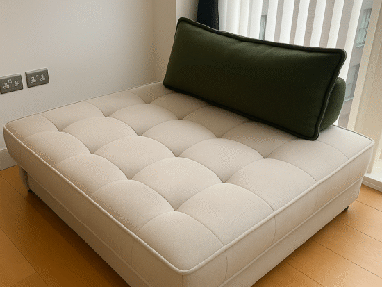 Modern Beige Sofa Bed with Plush Cushion – Excellent Condition