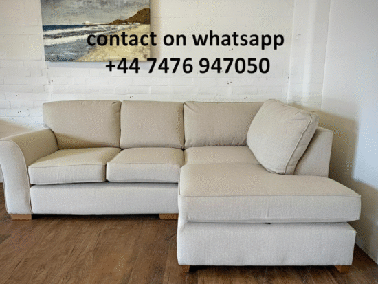 Next Beige L Shape Corner Sofa With High Back Cushions For Sale