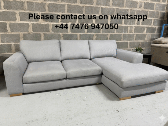Next Grey L Shape Corner Sofa With Lounge Chaise For Sale