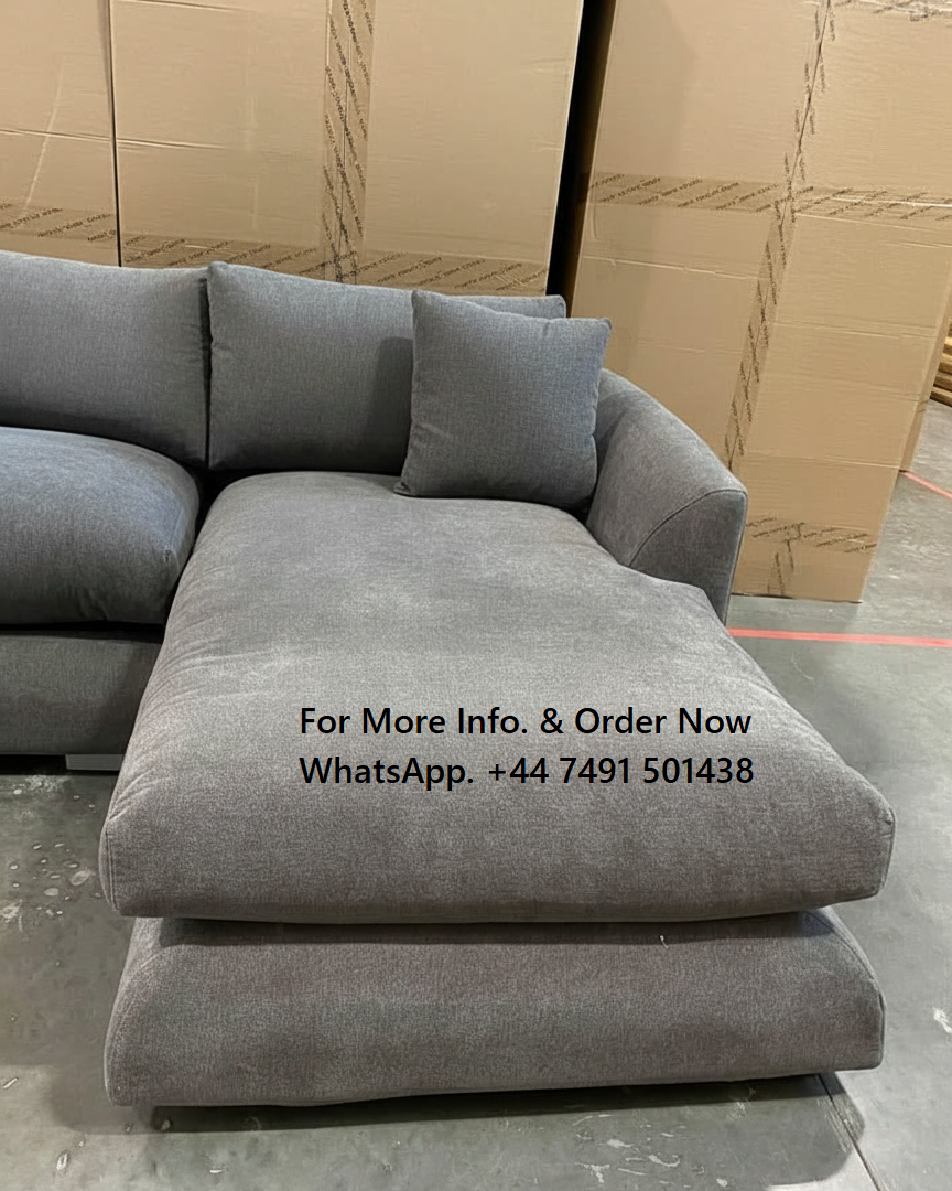 L-Shaped Dark Grey Sectional Corner Sofa For Sale