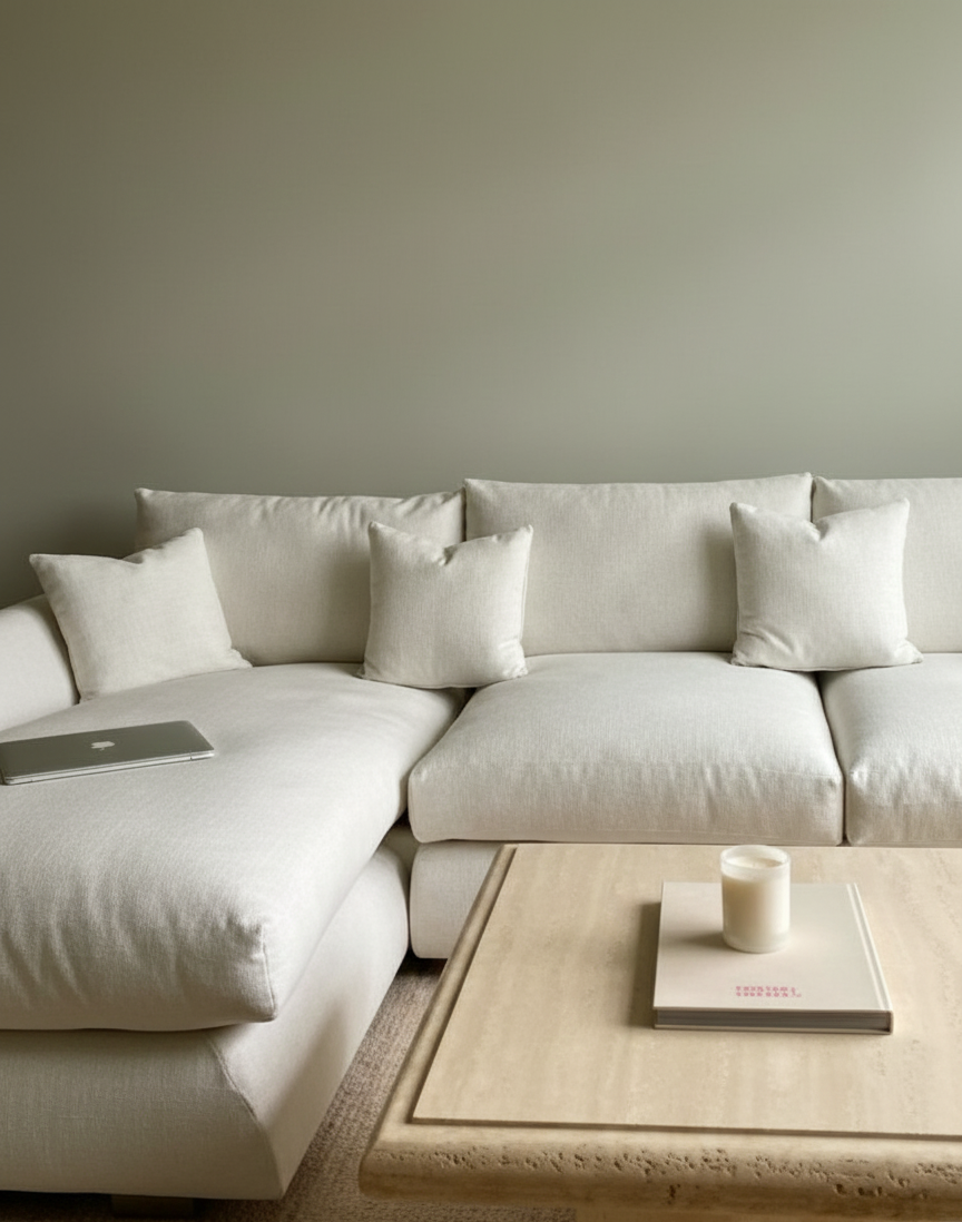 John Lewis Grey L Shape Corner Sofa With High Back Cushions For Sale