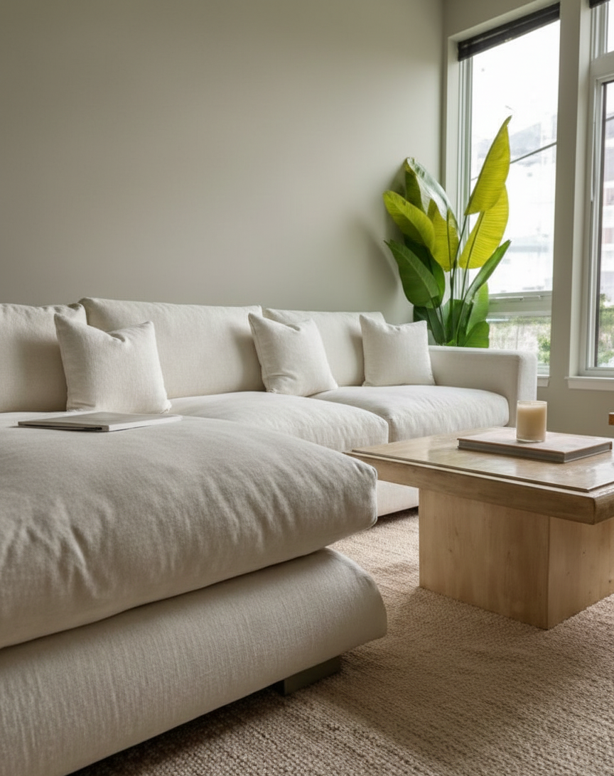 John Lewis Grey L Shape Corner Sofa With High Back Cushions For Sale