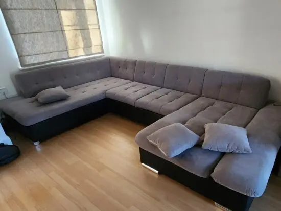 Modern U -Shaped Corner Sofa – Grey Fabric – Excellent Condition