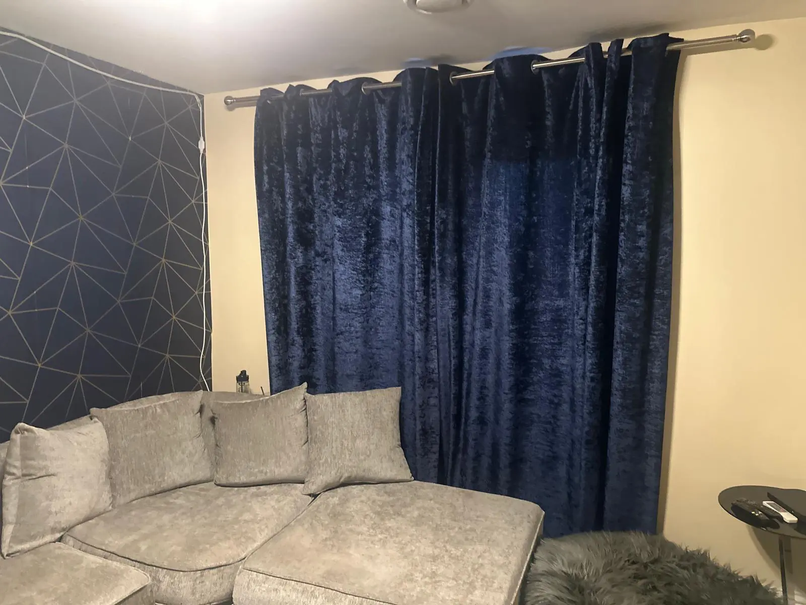 grey corner sofa in good shape
