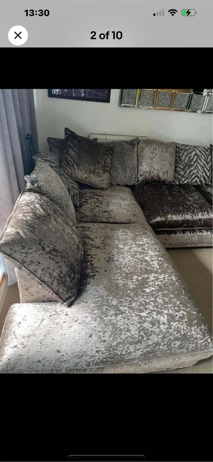 Luxurious Chevalier, a lustrous soft Crushed Velvet Right-Hand L-Shape Sofa