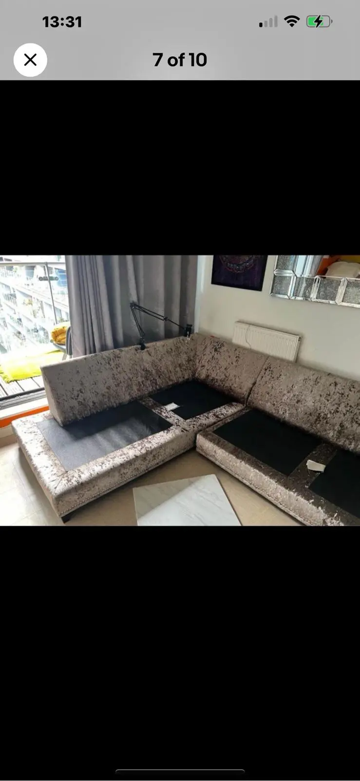 Luxurious Chevalier, a lustrous soft Crushed Velvet Right-Hand L-Shape Sofa