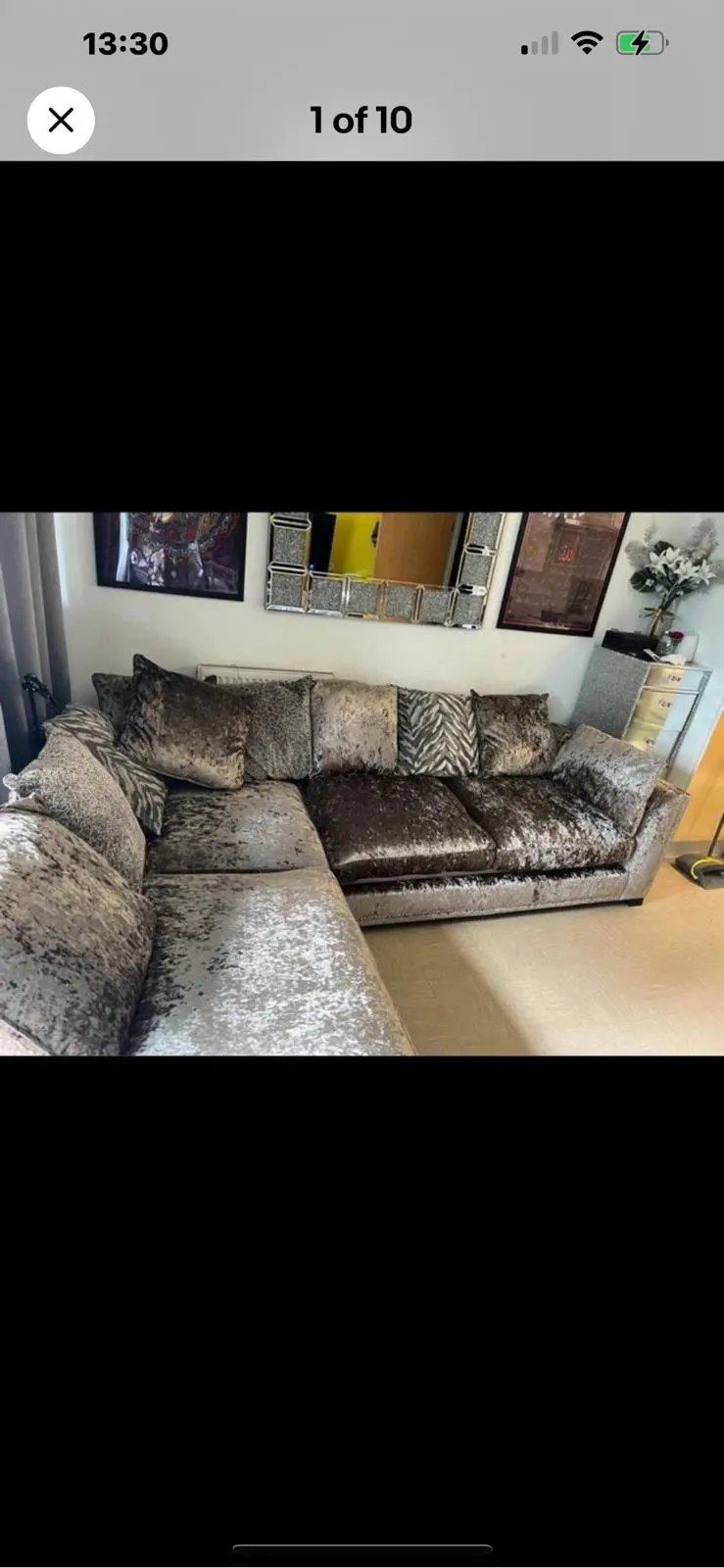 Luxurious Chevalier, a lustrous soft Crushed Velvet Right-Hand L-Shape Sofa