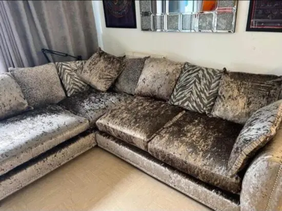 Luxurious Chevalier, a lustrous soft Crushed Velvet Right-Hand L-Shape Sofa