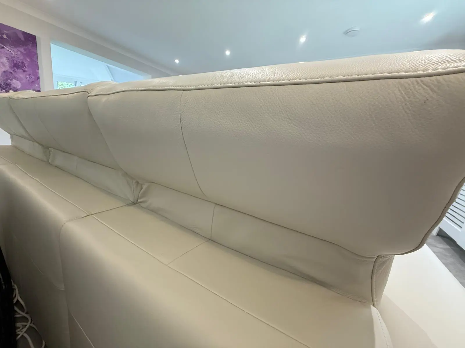 2 month old mint custom white 3 seater leather with chaise