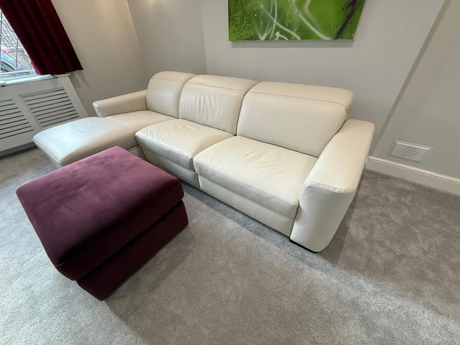 2 month old mint custom white 3 seater leather with chaise