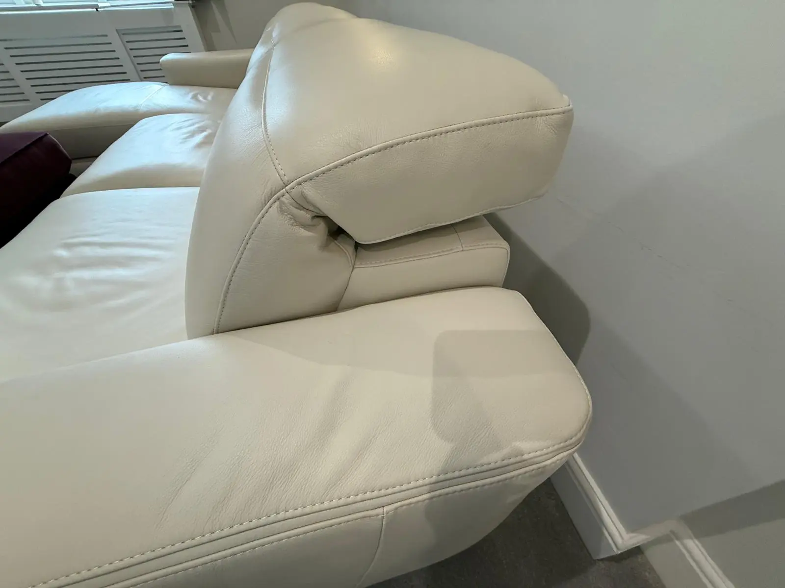 2 month old mint custom white 3 seater leather with chaise