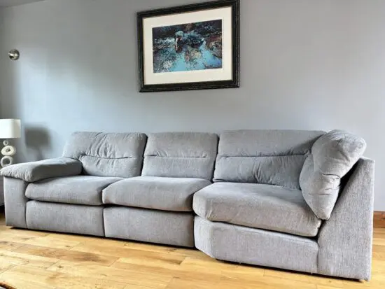 Oak furniture land corner grey sofa