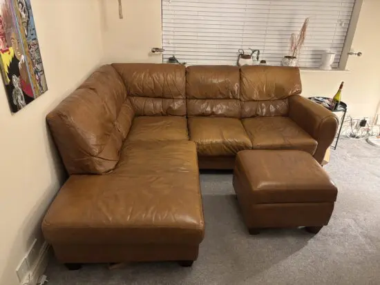 Tan Leather Corner Sofa