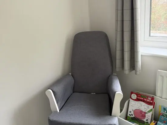 Grey rocking chair