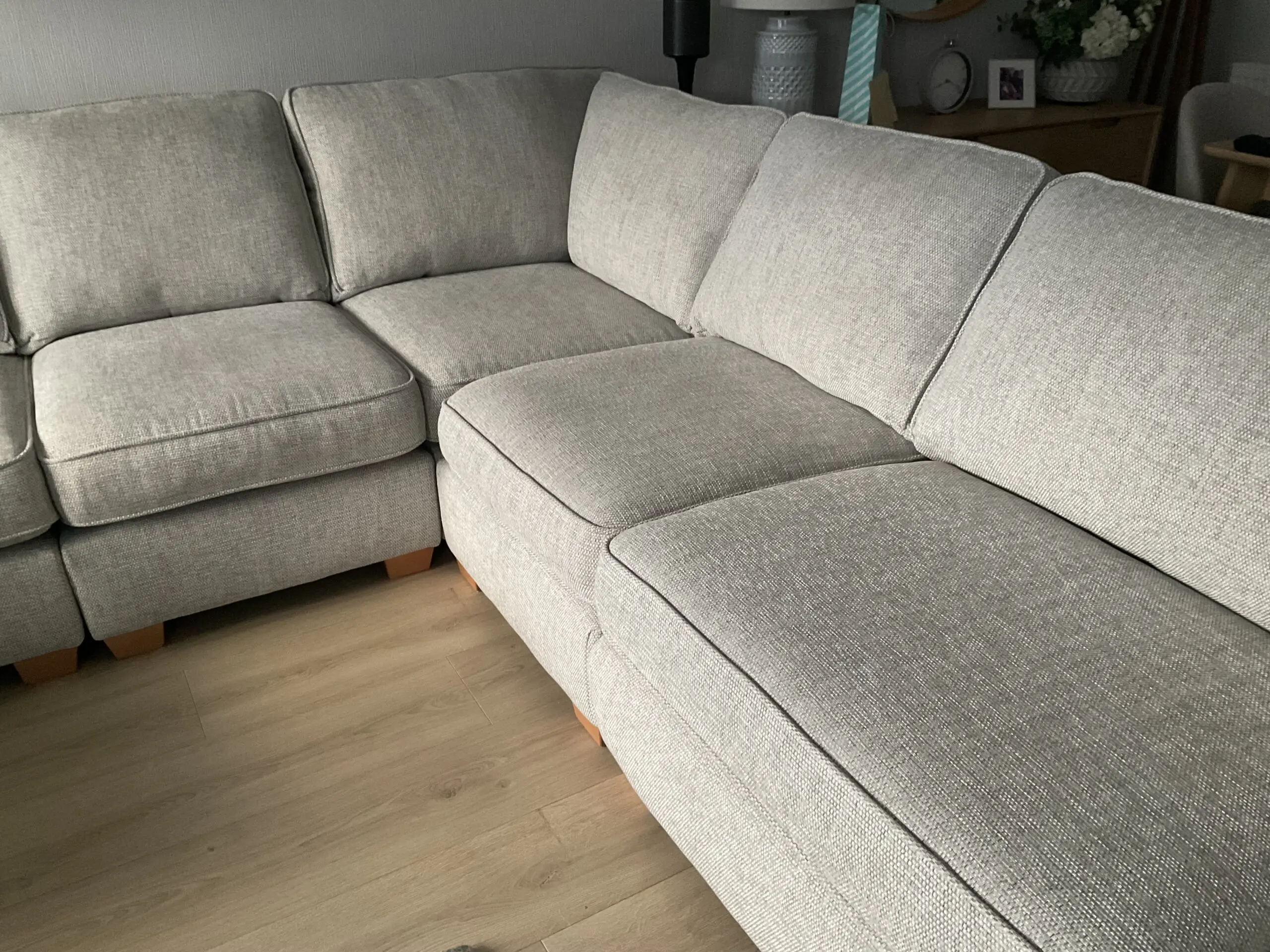 DFS Sofia corner suite with chaise and storage footstool