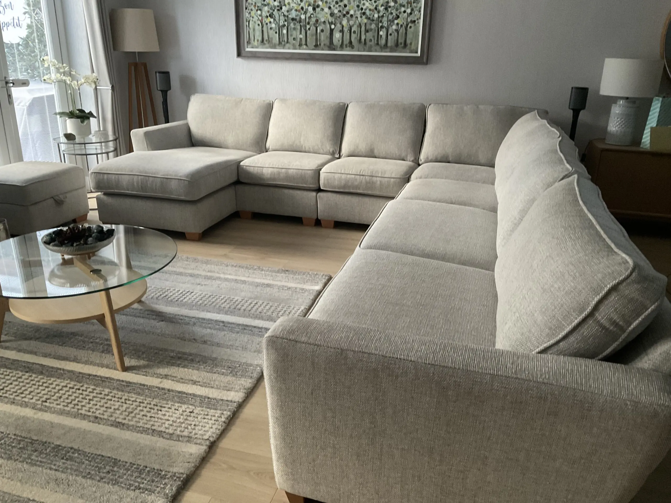 DFS Sofia corner suite with chaise and storage footstool