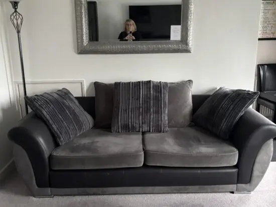 Black & Grey 3 seater sofa & Black & Grey 2 seater cuddle sofa.