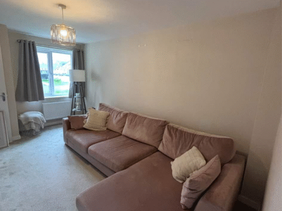 DFS plush chaise sofa in blush pink