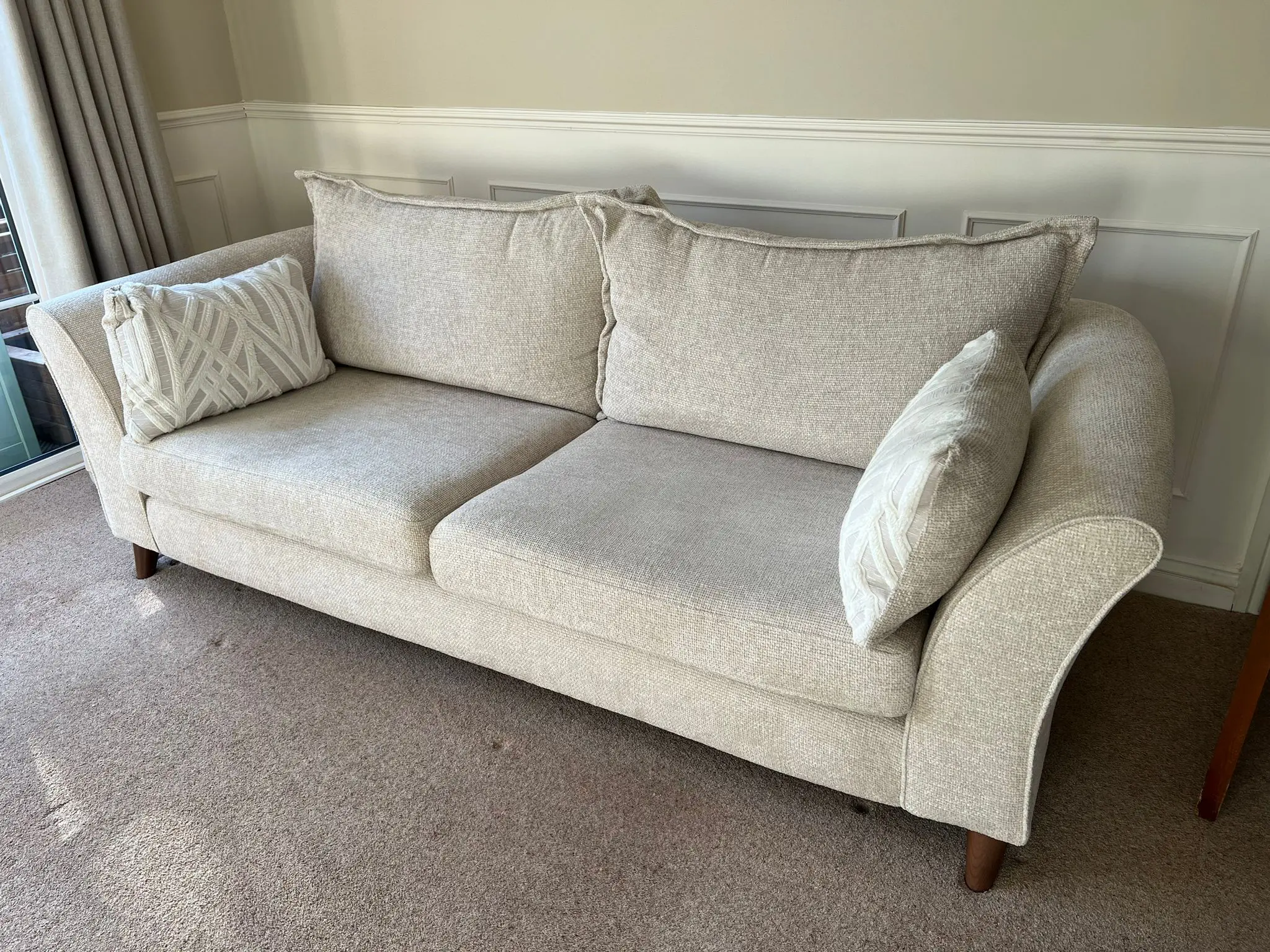 Sofology Scintillate 4 Seater Sofa - Basketweave Chenille Cream/ivory Mix