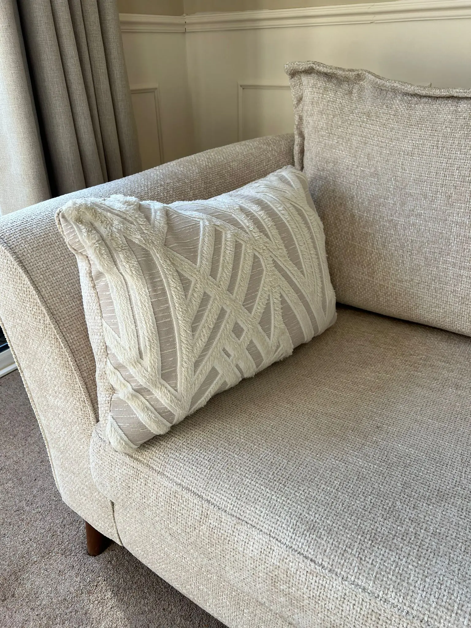 Sofology Scintillate 4 Seater Sofa - Basketweave Chenille Cream/ivory Mix