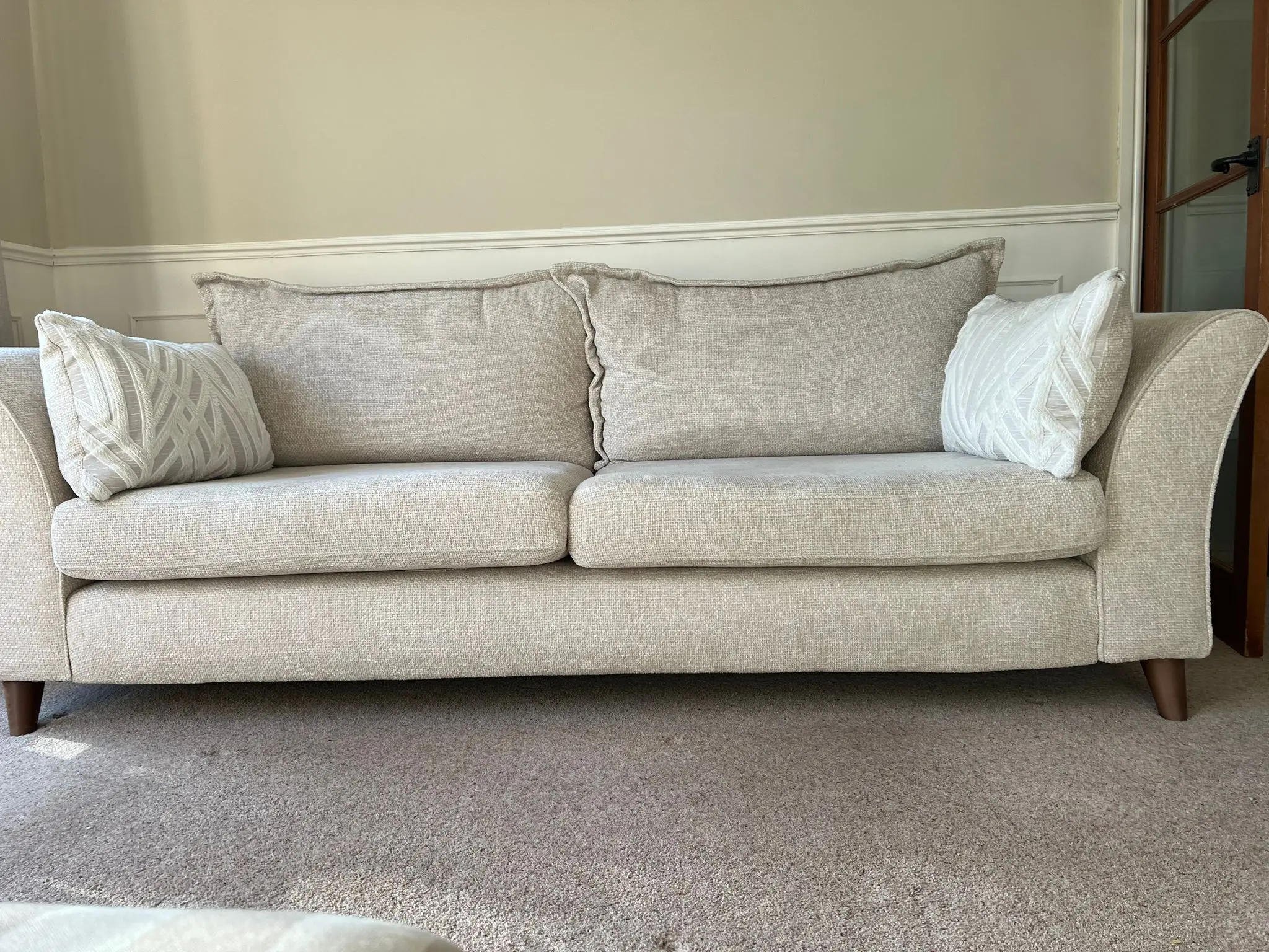 Sofology Scintillate 4 Seater Sofa - Basketweave Chenille Cream/ivory Mix