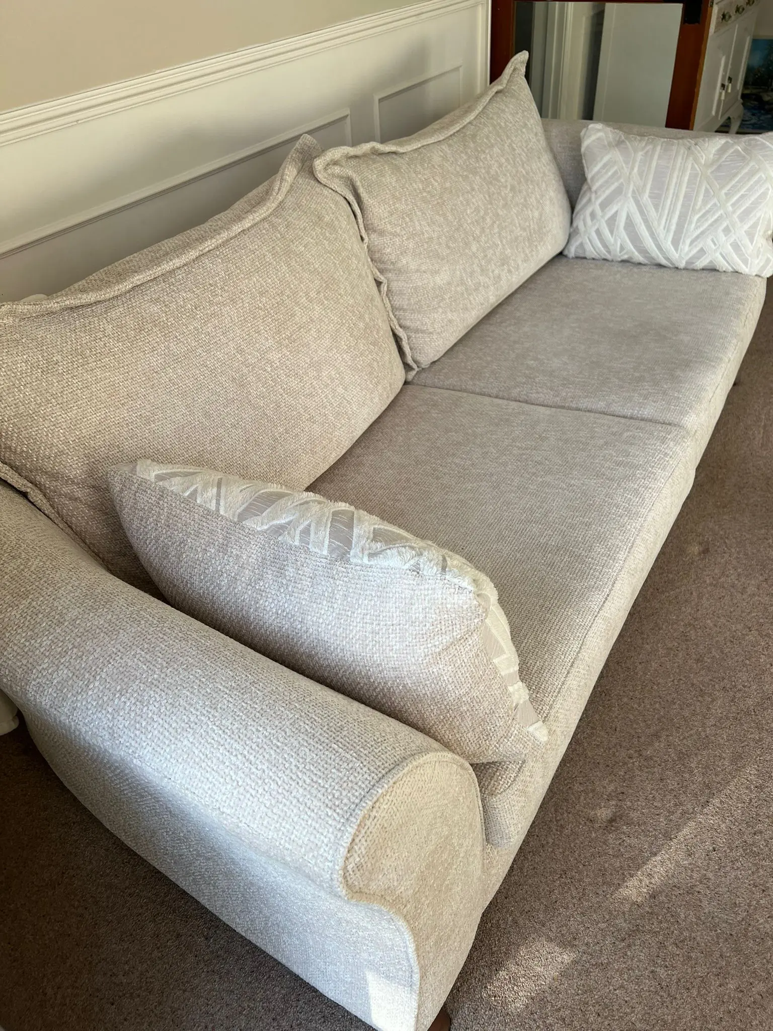 Sofology Scintillate 4 Seater Sofa - Basketweave Chenille Cream/ivory Mix