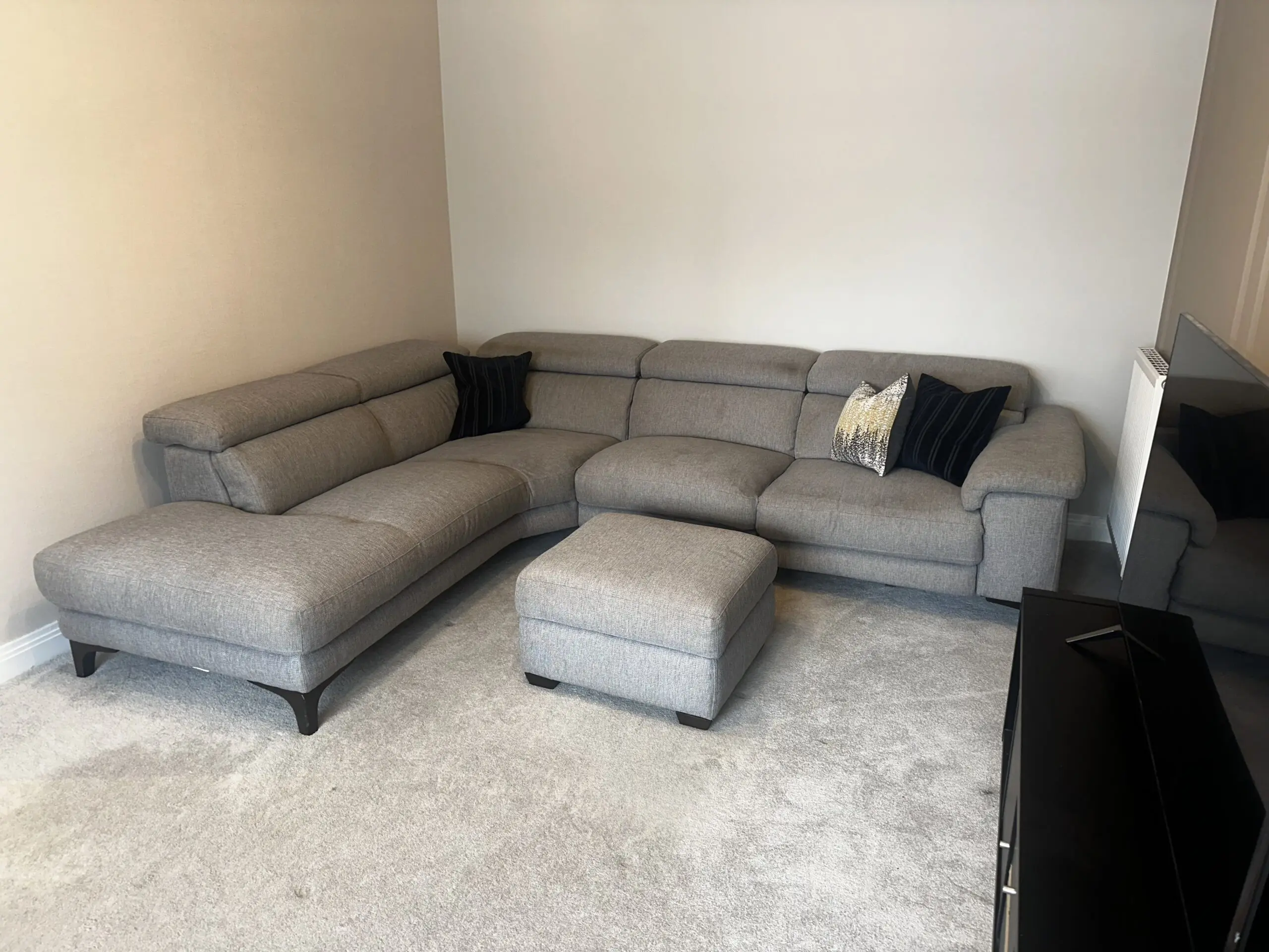 Grey Corner Sofa with Electric Recliner - Doorway to Value