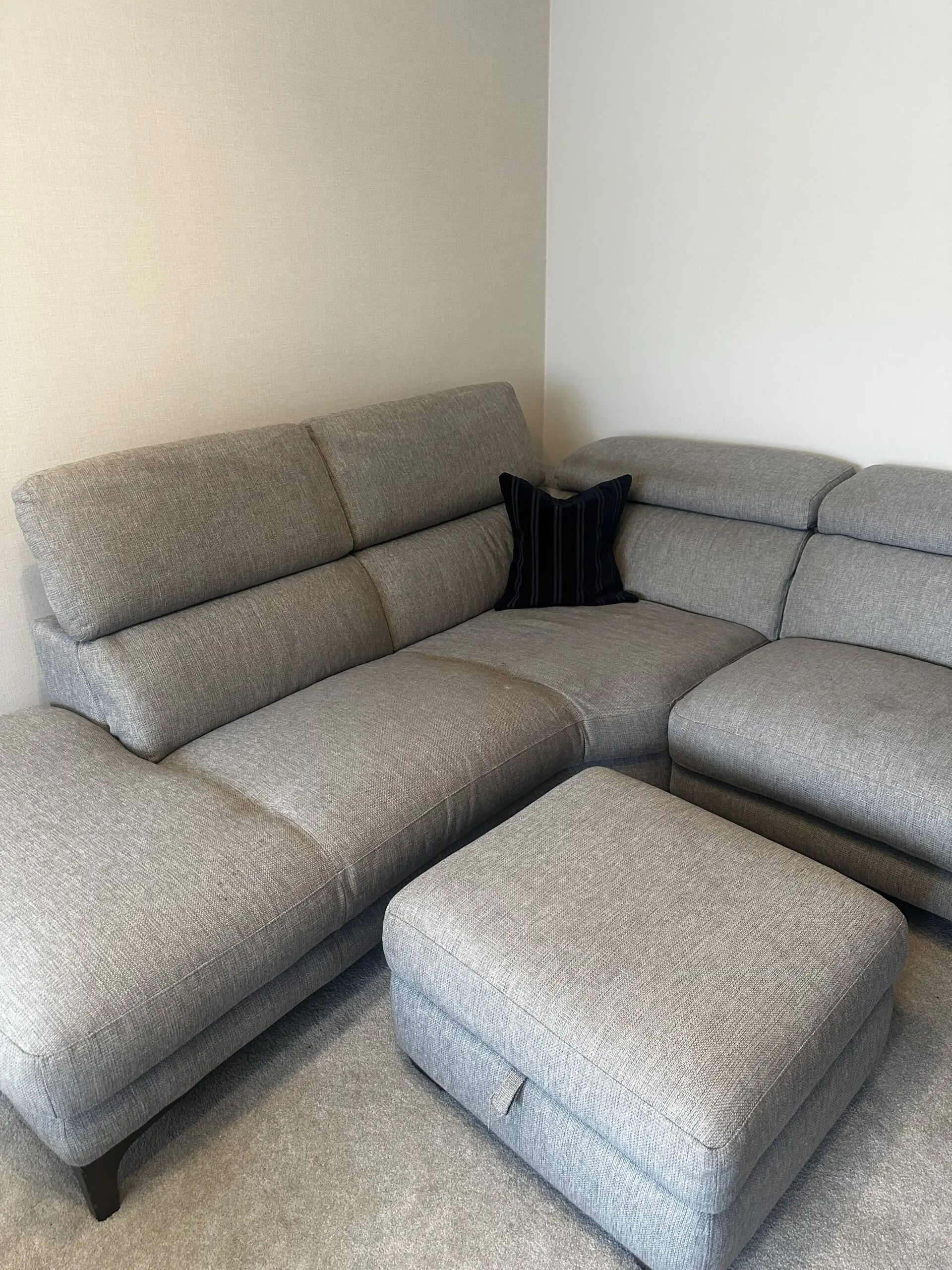 Grey Corner Sofa with Electric Recliner - Doorway to Value