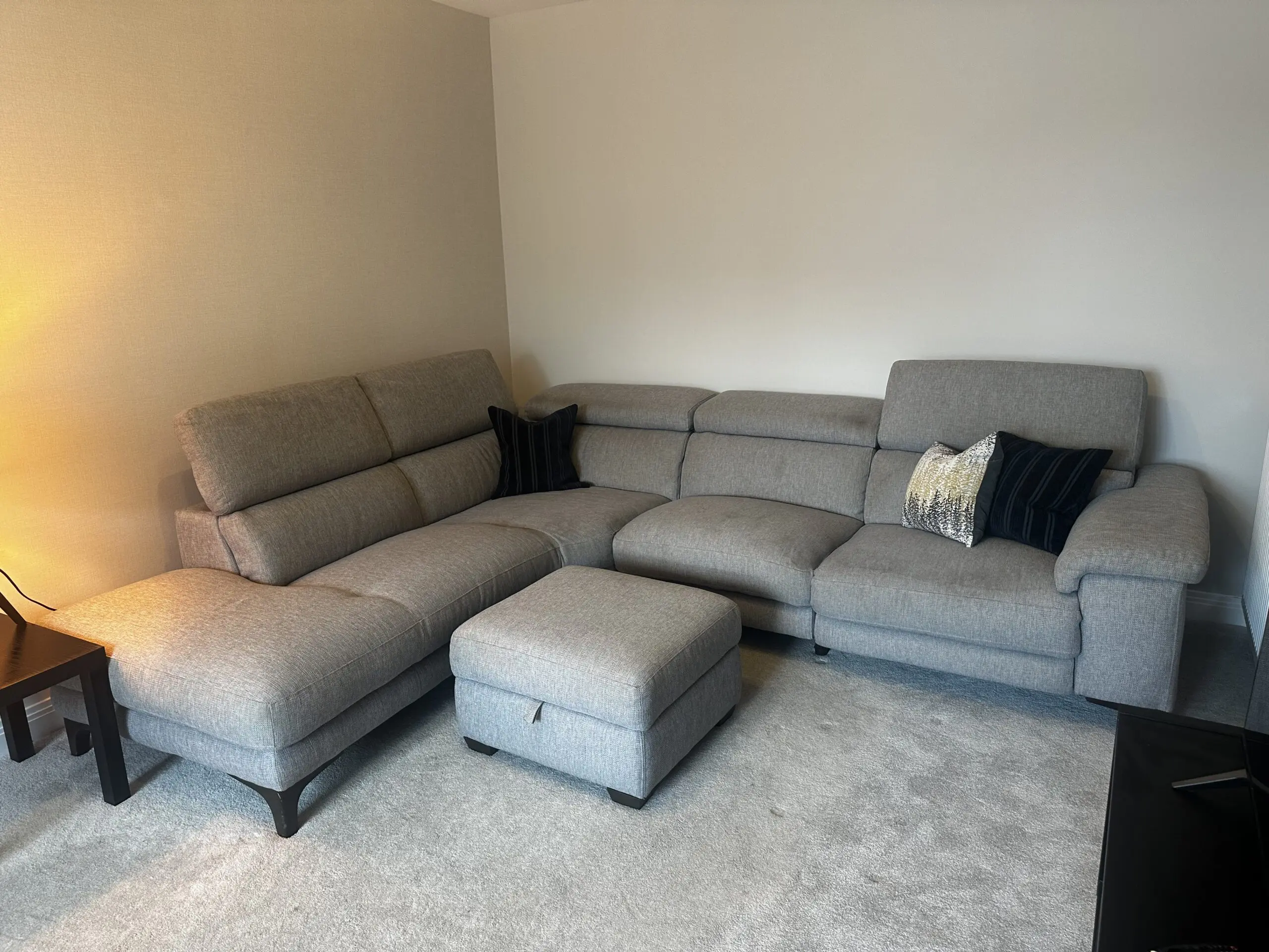 Grey Corner Sofa with Electric Recliner - Doorway to Value