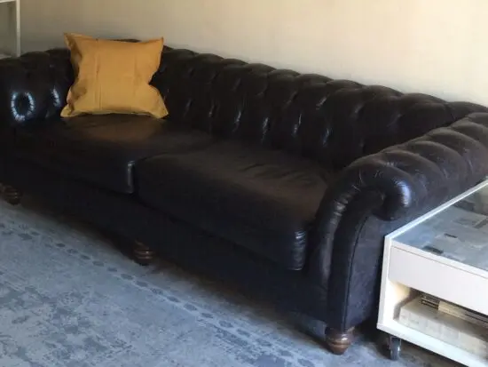 Inky Black 3-Seater Leather Chesterfield
