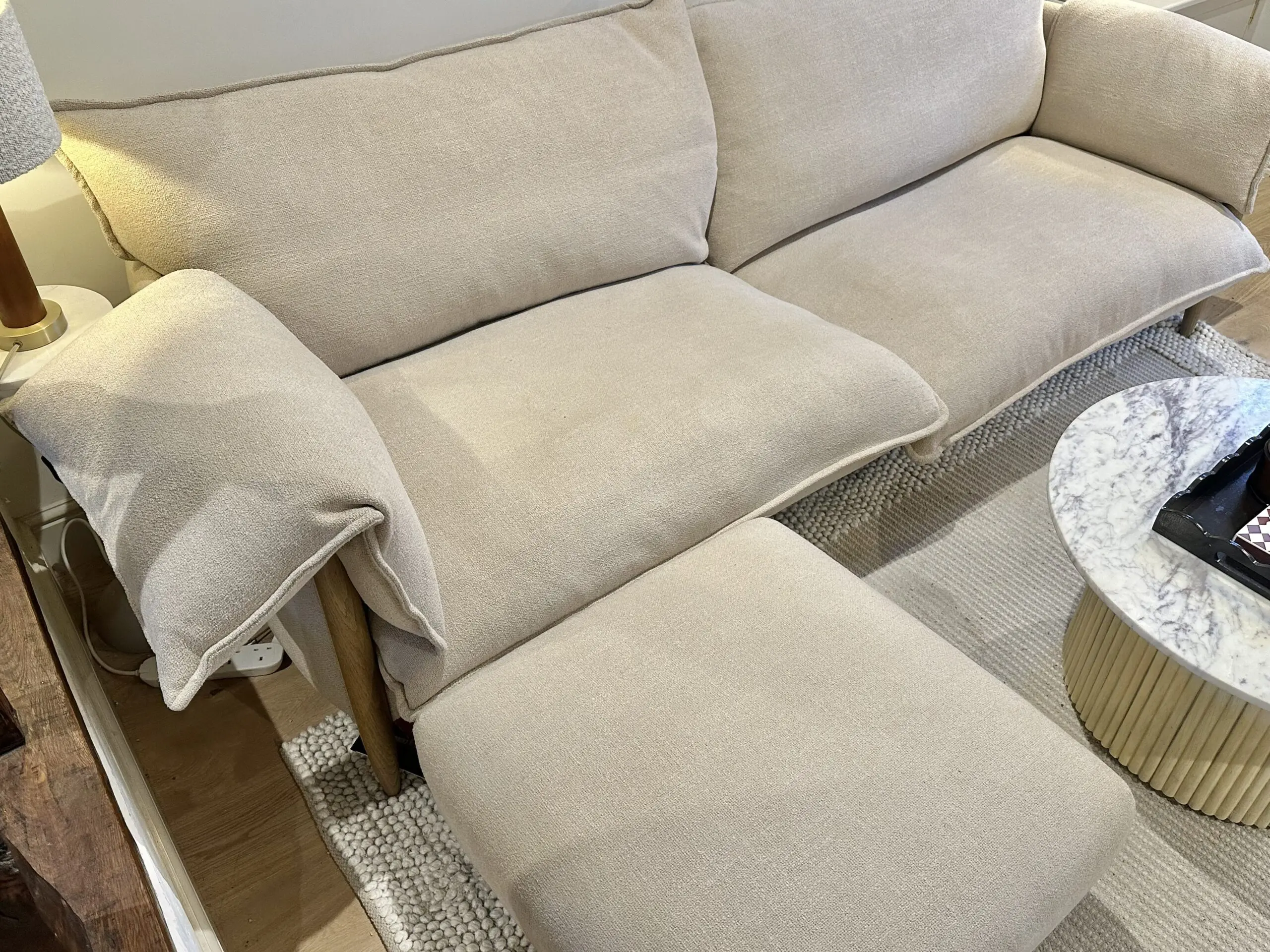 LOAF Shindig Sofa with footstool / Large / in Mixing Bowl Clever Boucle