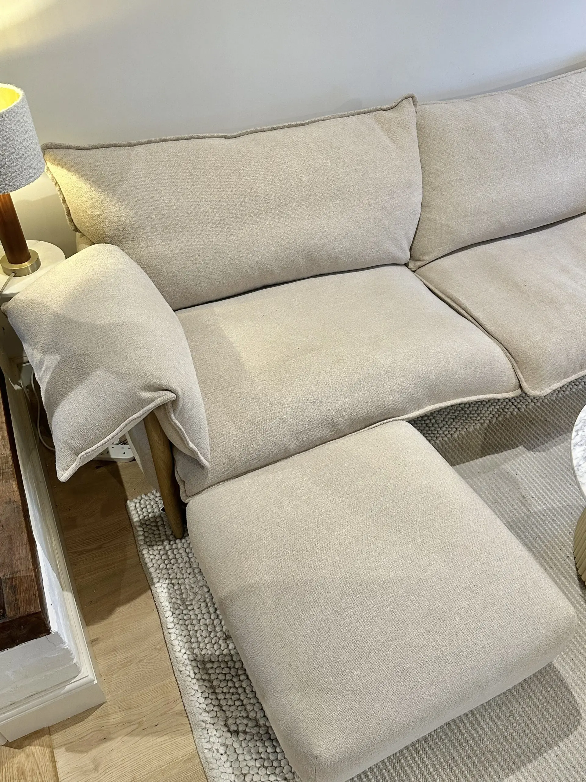 LOAF Shindig Sofa with footstool / Large / in Mixing Bowl Clever Boucle