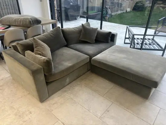 Sweet Pea & Willow grey 3 seater sofa and very large footstall