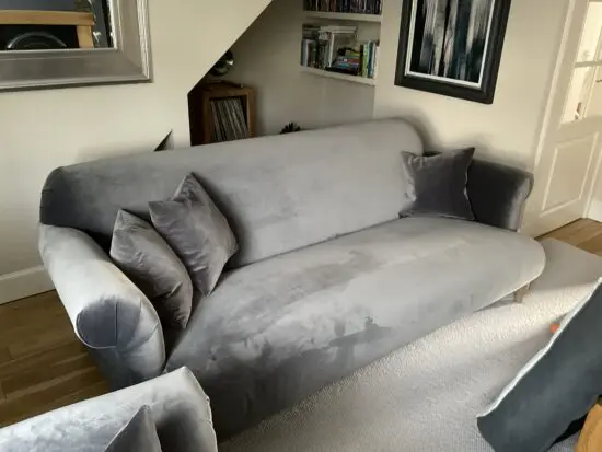 Loaf - Charcoal velvet 3/4 seater couch and love seat - excellent condition