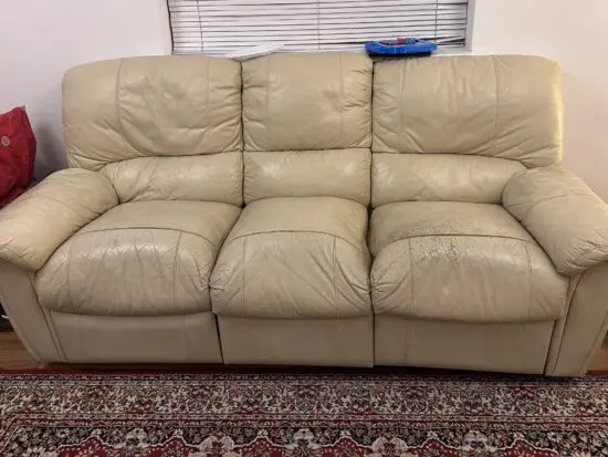 Beige Leather Recliner Sofa set