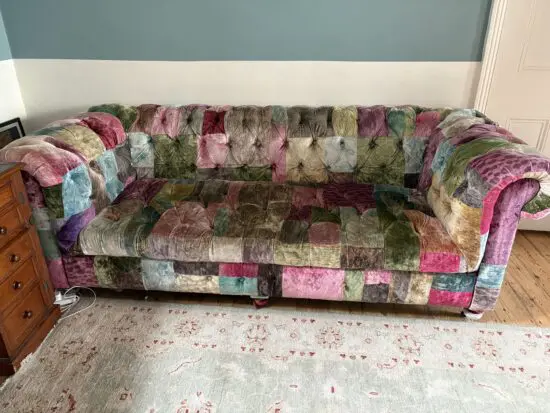 Timothy Oulton Velvet patchwork Chesterfield sofa
