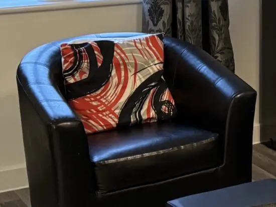 Black Faux Leather Tub Armchair – Modern Barrel Chair