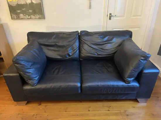 NEXT Black Faux Leather 2 Seat Sofa