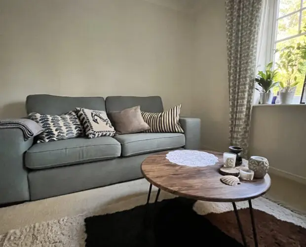 Modern DFS 3 seater sofa with removable arm.