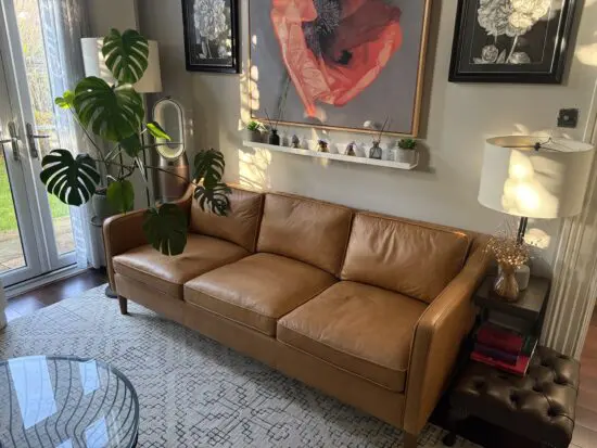 West Elm Hamilton leather sofa