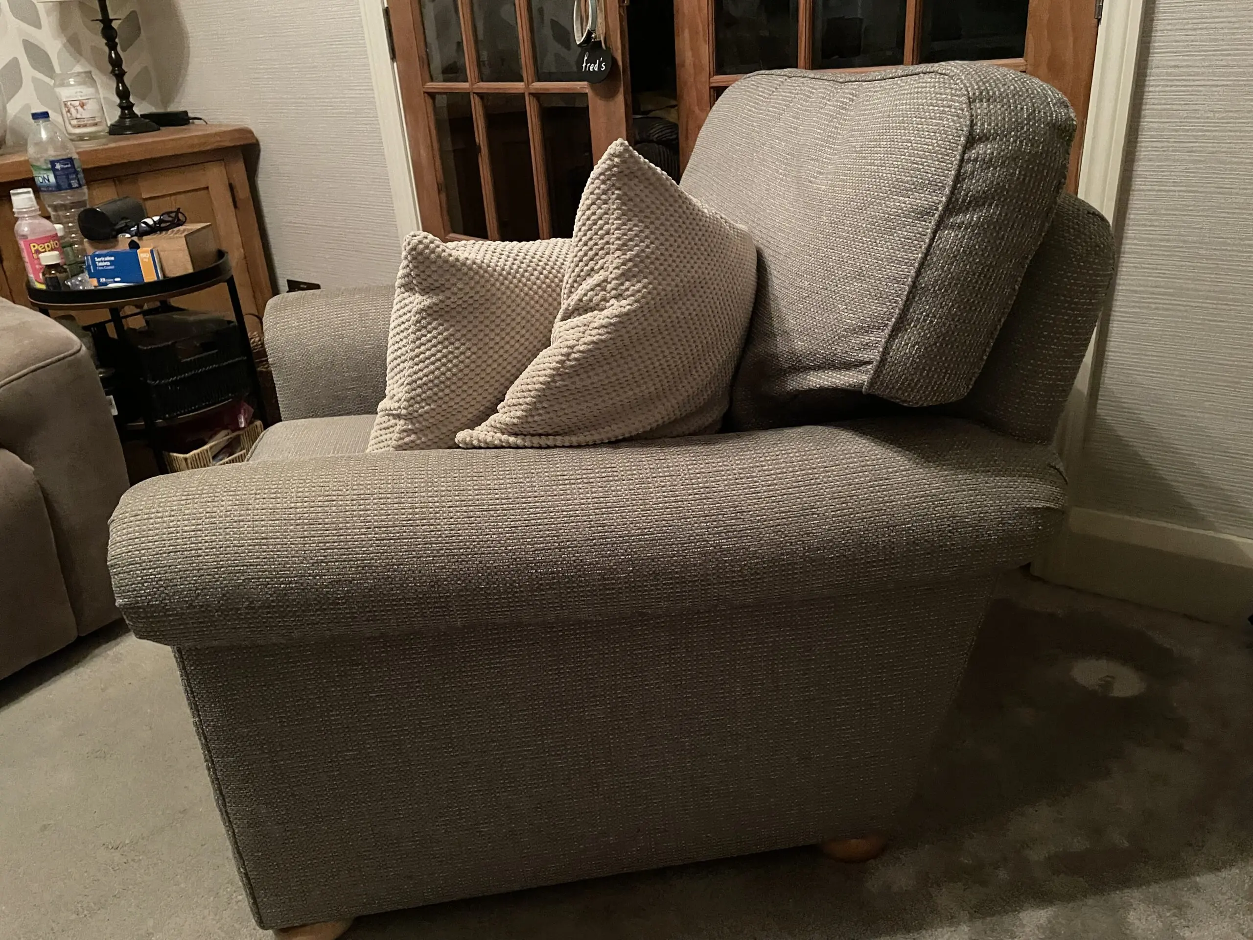 Large 4 seater Sofa, Arm Chair and Storage Foot Stool
