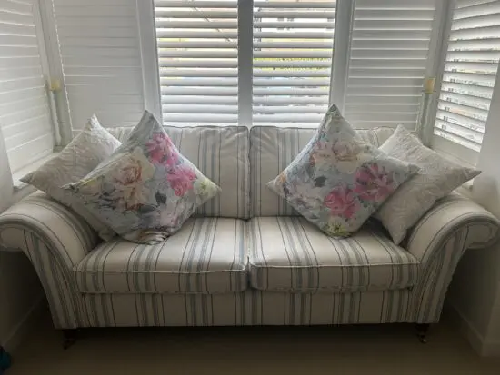 Laura Ashley Blue & Cream Striped Sofa