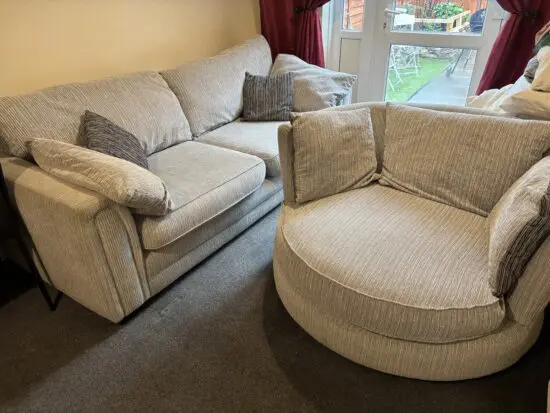 DFS large 3 seater sofa and spinning chair