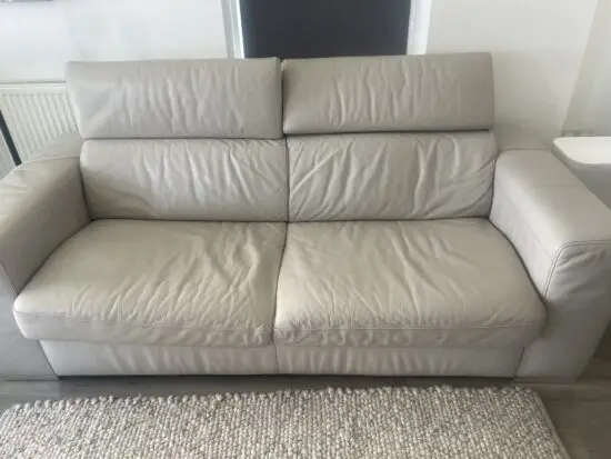 Dfs leather light gray sofa great condition comfortable matters to sleep on