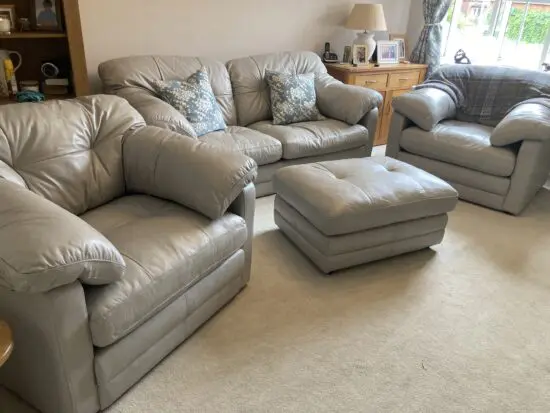 Light grey leather sofa set