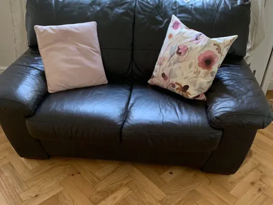 2 seater dark chocolate leather sofa