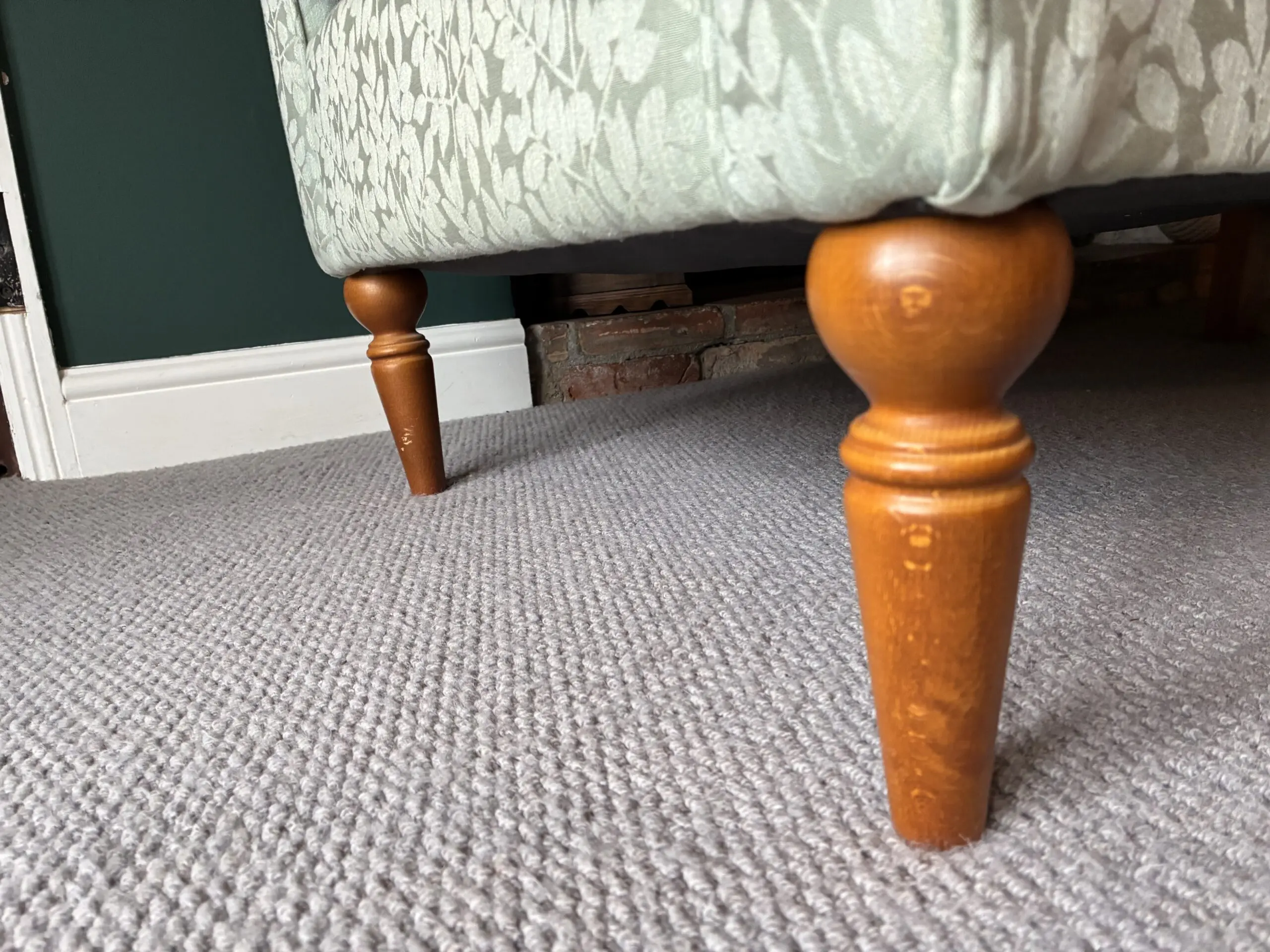 Pair of Laura Ashley Wing-Back Armchairs – Willow-leaf style fabric, great condition