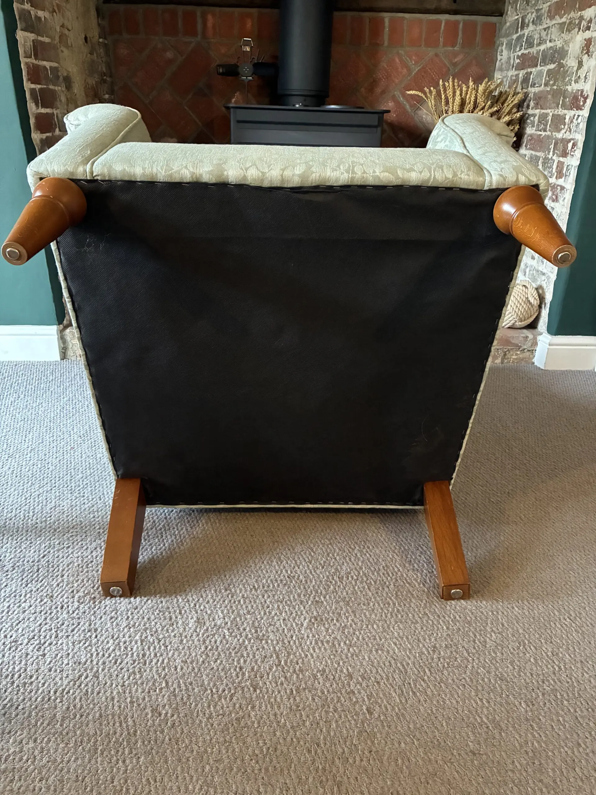 Pair of Laura Ashley Wing-Back Armchairs – Willow-leaf style fabric, great condition